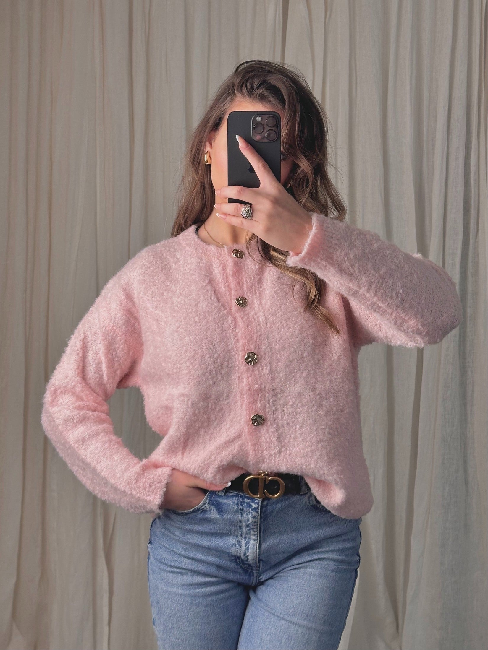 Basic Cardigan mit goldenen Knöpfen - Saint Lys
