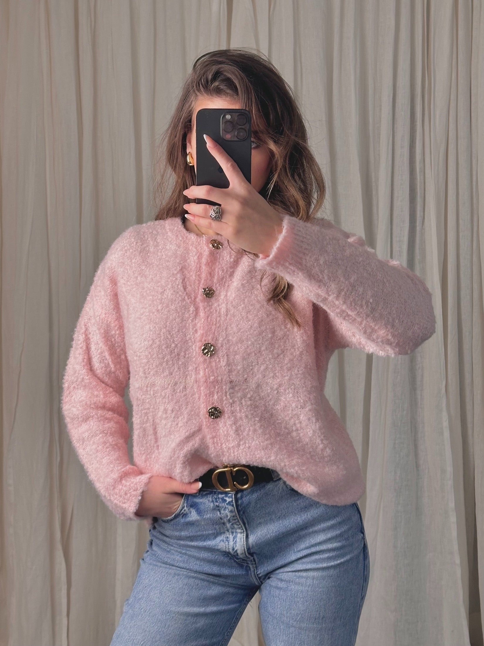 Basic Cardigan mit goldenen Knöpfen - Saint Lys