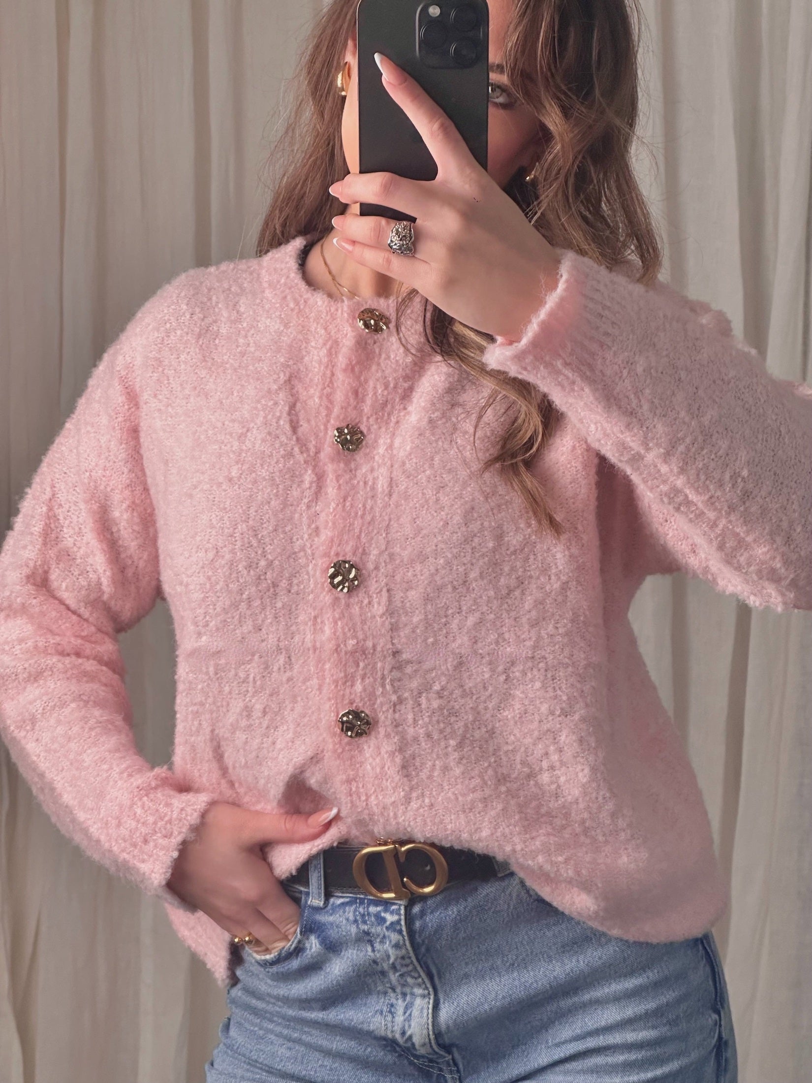 Basic Cardigan mit goldenen Knöpfen - Saint Lys