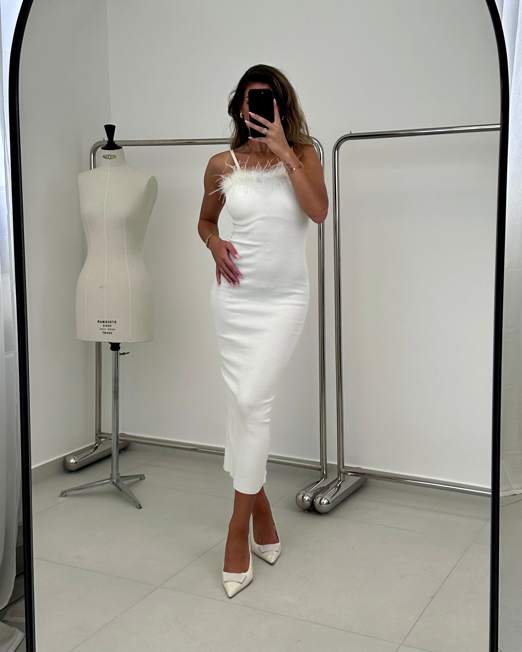 Feder Detail Kleid - Saint Lys
