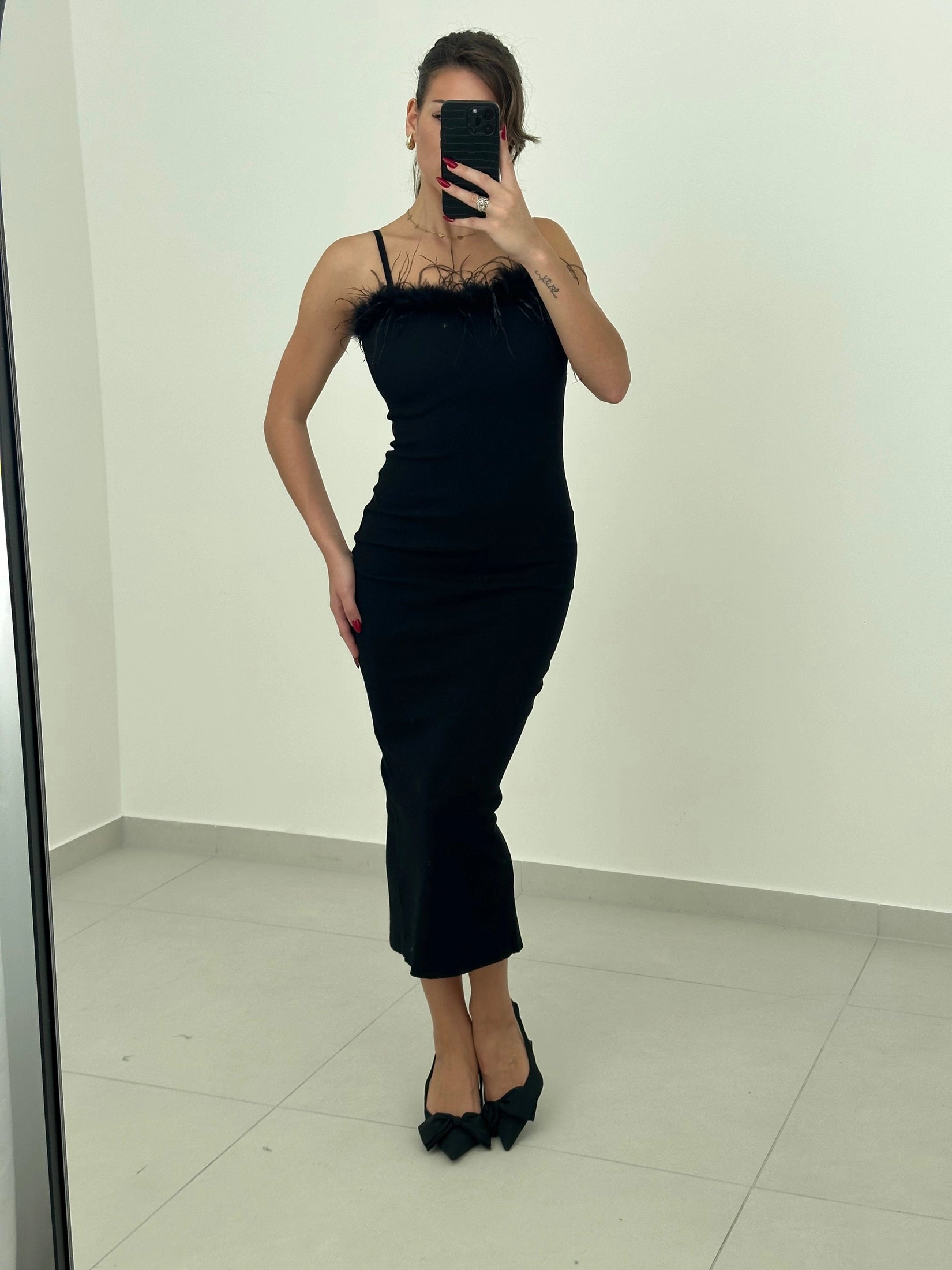Feder Detail Kleid - Saint Lys