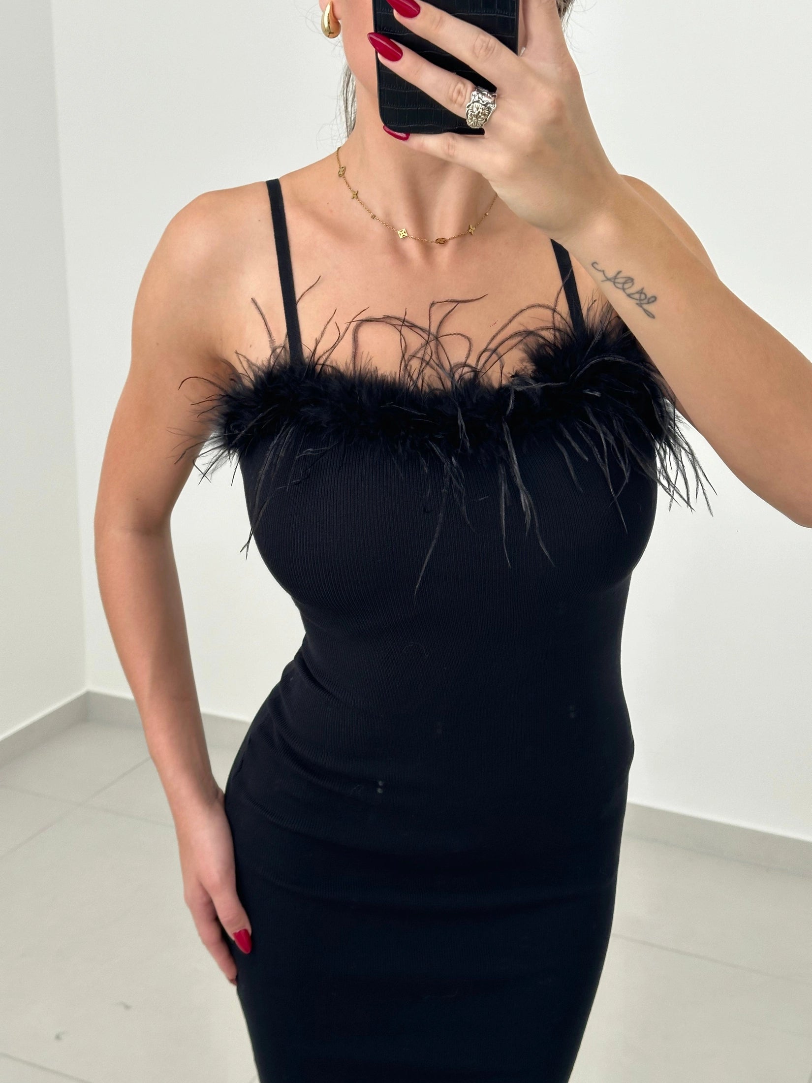 Feder Detail Kleid - Saint Lys