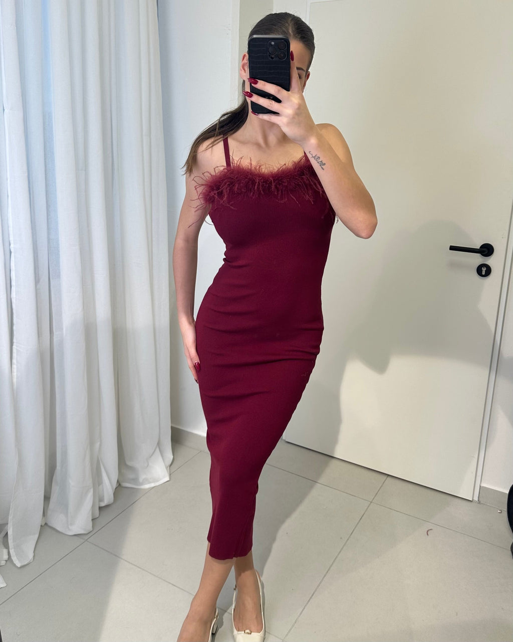 Feder Detail Kleid - Saint Lys