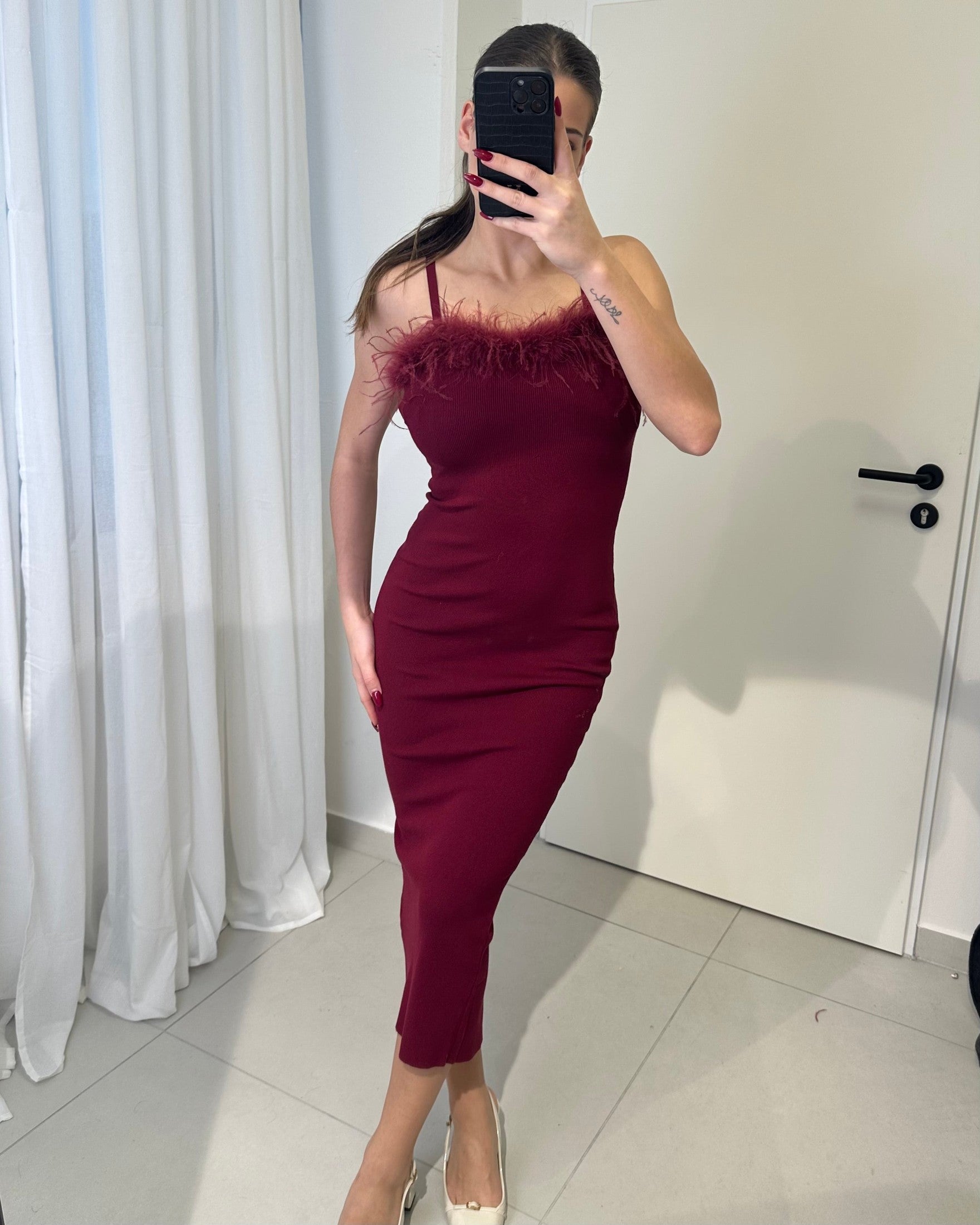 Feder Detail Kleid - Saint Lys
