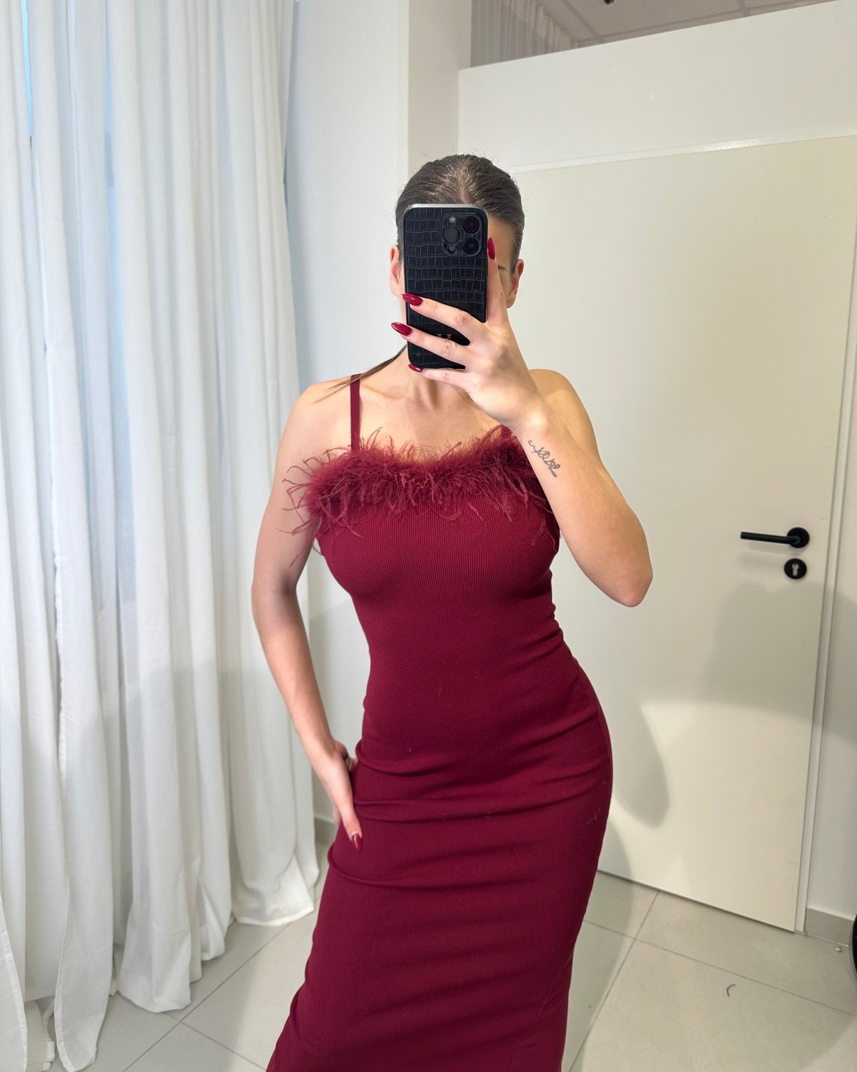 Feder Detail Kleid - Saint Lys