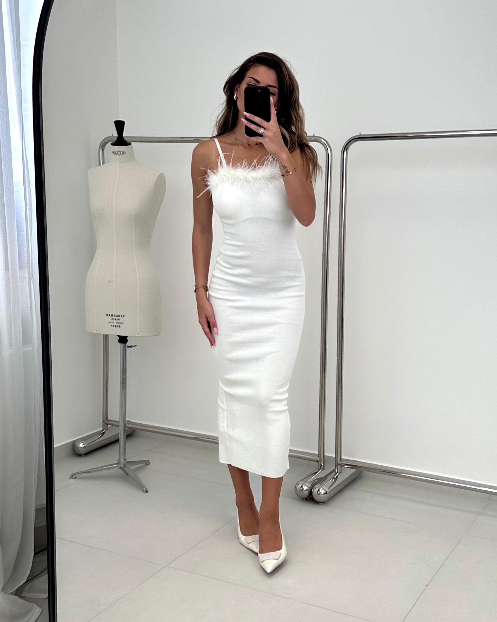 Feder Detail Kleid - Saint Lys
