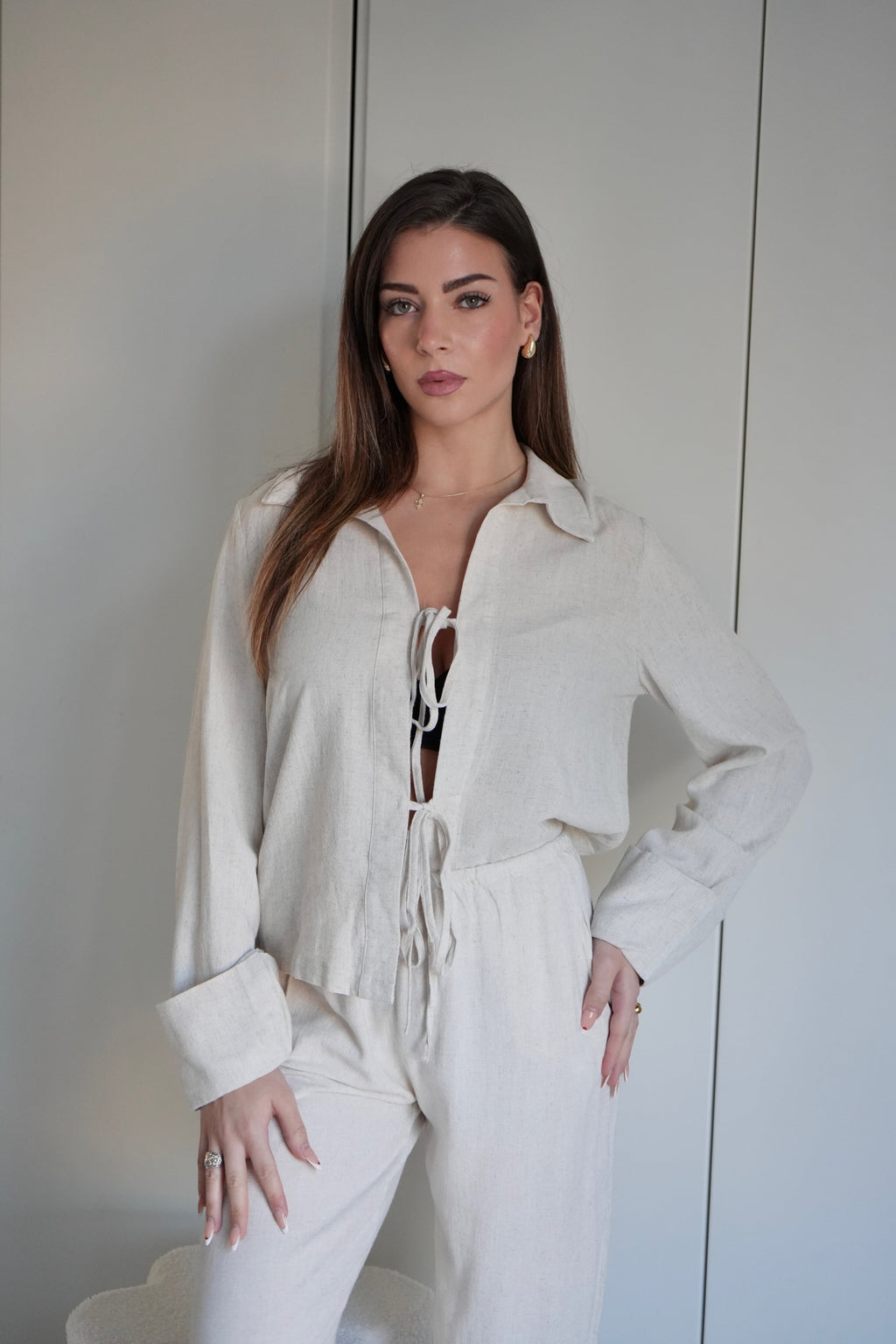 Leinen-Bluse mit Schleifen - Saint Lys