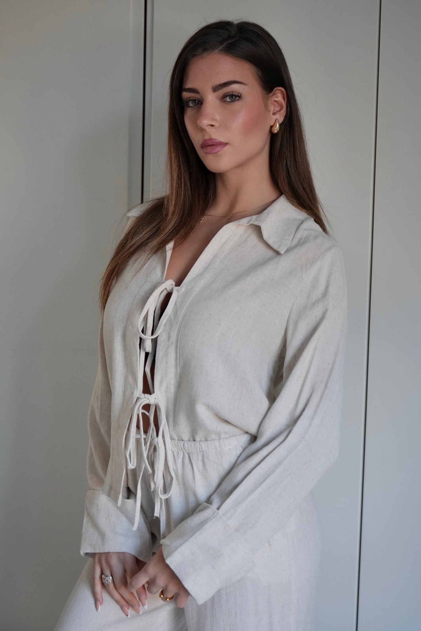 Leinen-Bluse mit Schleifen - Saint Lys