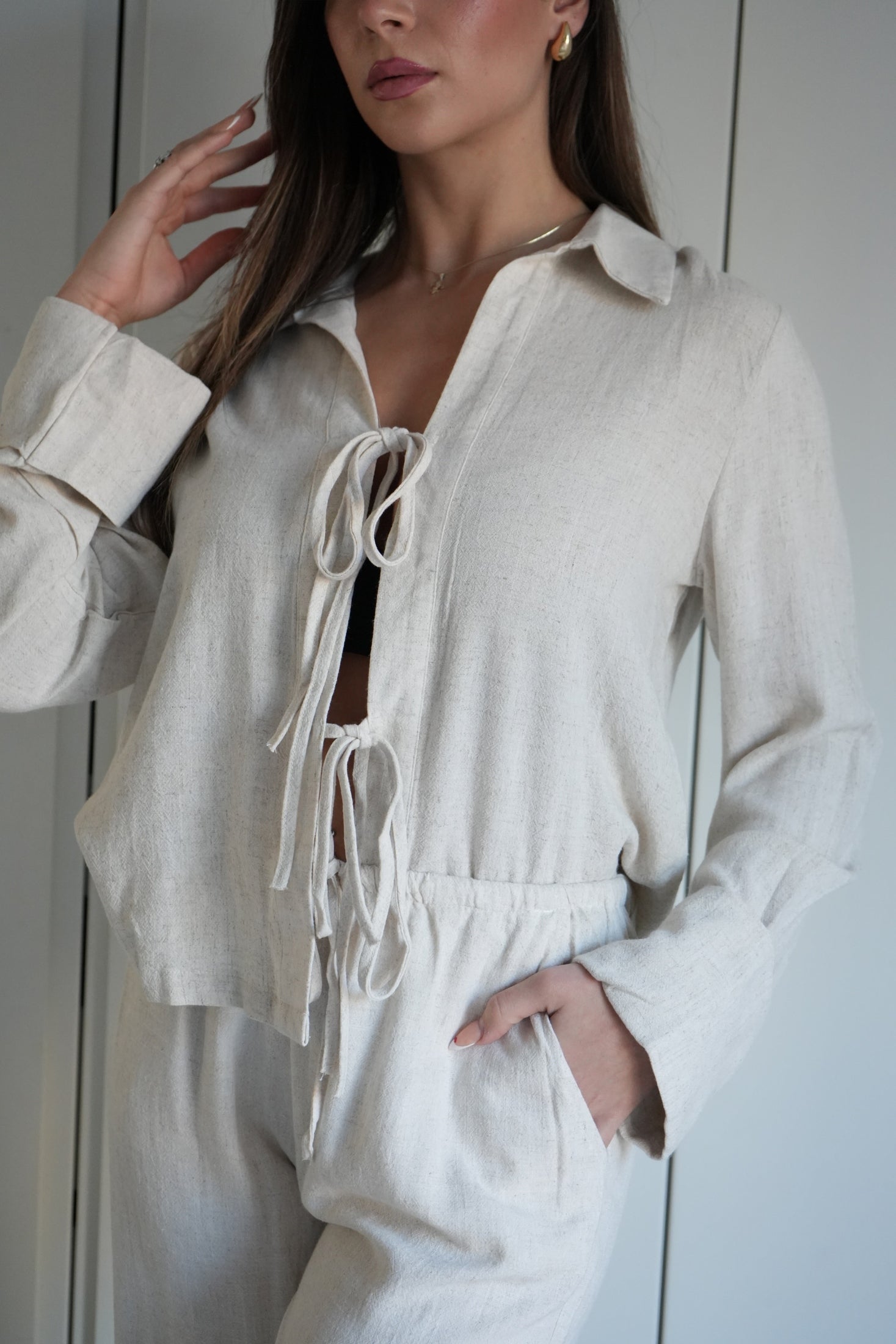 Leinen-Bluse mit Schleifen - Saint Lys