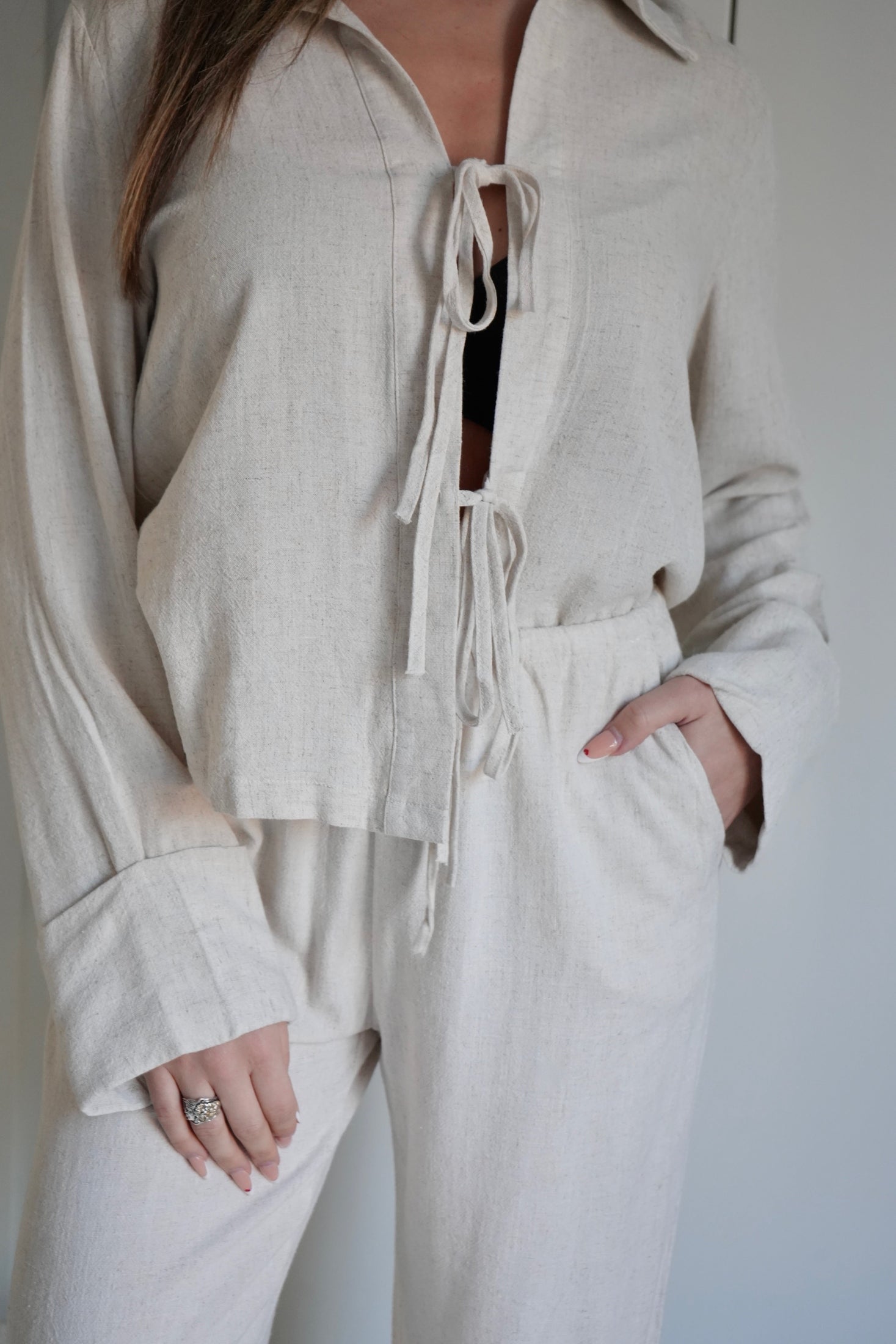 Leinen-Bluse mit Schleifen - Saint Lys