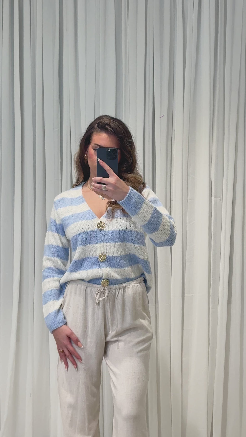 Streifen Cardigan mit edlen Knöpfen