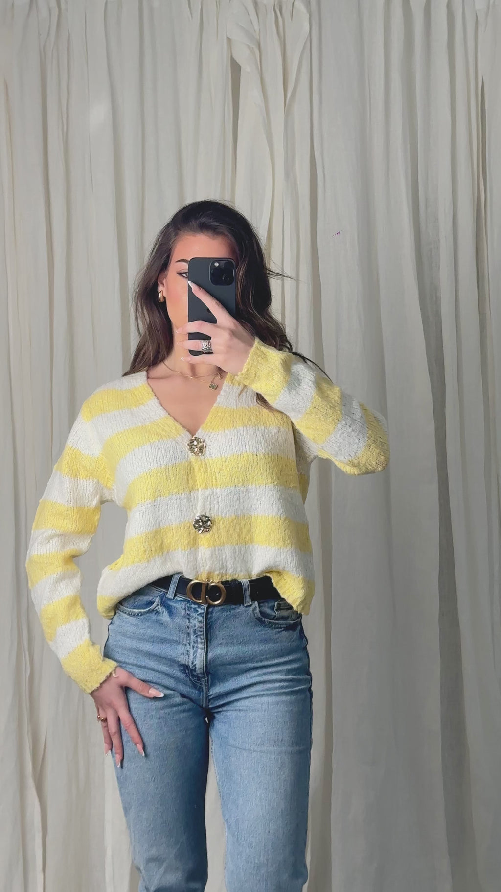 Streifen Cardigan mit edlen Knöpfen